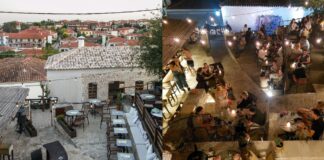 Η αυλή της Αφύτου με τα ευφάνταστα signature cocktails και την ανεμπόδιστη θέα στις κεραμοσκεπές των σπιτιών